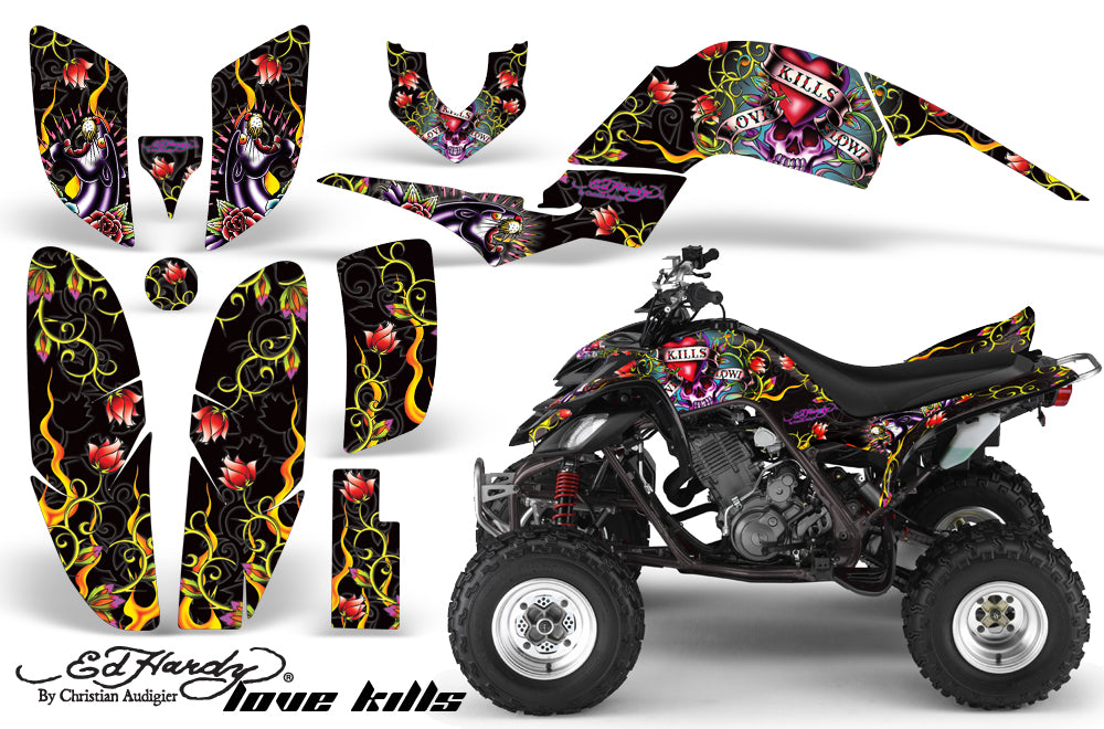 ATV Decal Graphics Kit Quad Sticker Wrap For Yamaha Raptor 660 2001-2005 EDHLK BLACK-atv motorcycle utv parts accessories gear helmets jackets gloves pantsAll Terrain Depot
