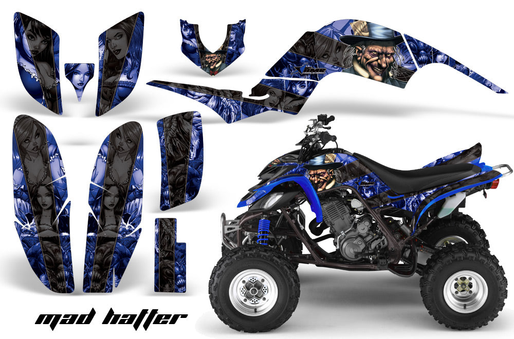 ATV Decal Graphics Kit Quad Sticker Wrap For Yamaha Raptor 660 2001-2005 HATTER BLACKED BLUE-atv motorcycle utv parts accessories gear helmets jackets gloves pantsAll Terrain Depot