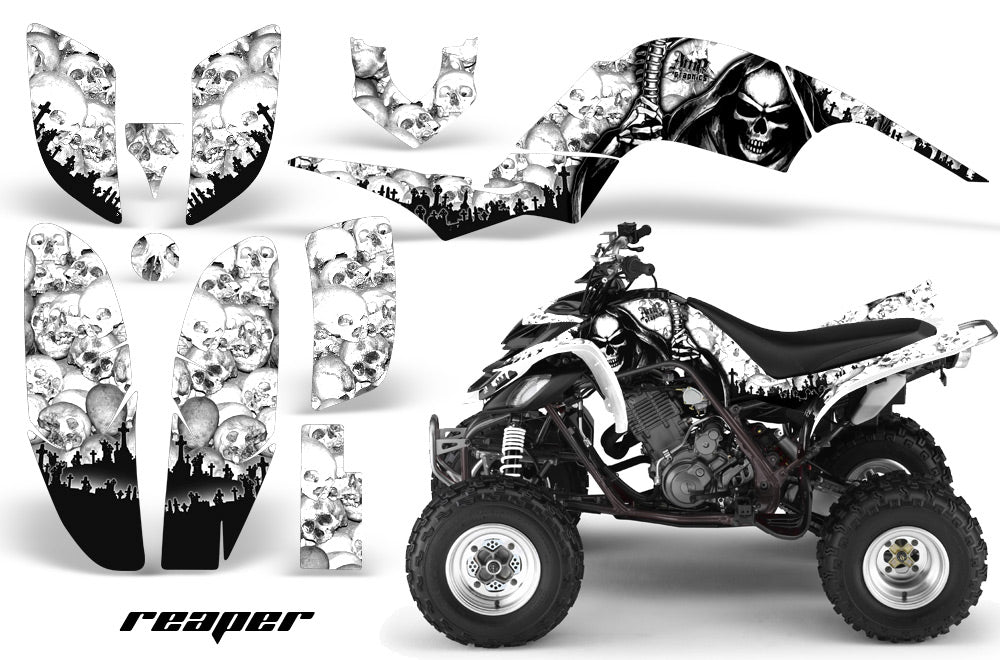 ATV Decal Graphics Kit Quad Sticker Wrap For Yamaha Raptor 660 2001-2005 REAPER WHITE-atv motorcycle utv parts accessories gear helmets jackets gloves pantsAll Terrain Depot