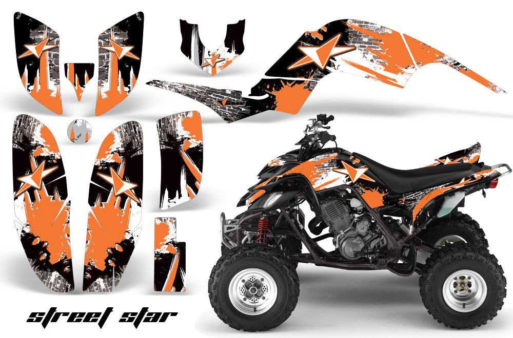 ATV Decal Graphics Kit Quad Sticker Wrap For Yamaha Raptor 660 2001-2005 STREET STAR ORANGE-atv motorcycle utv parts accessories gear helmets jackets gloves pantsAll Terrain Depot