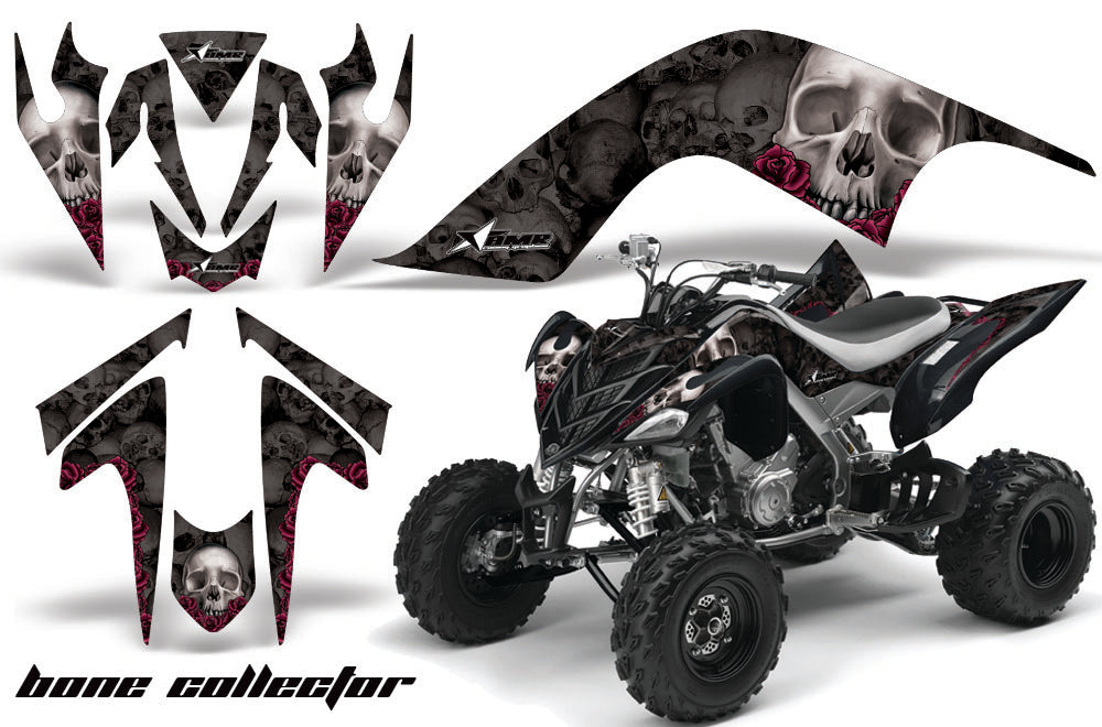ATV Graphics Kit Quad Decal Sticker Wrap For Yamaha Raptor 700 2006-2012 BONES BLACK RED-atv motorcycle utv parts accessories gear helmets jackets gloves pantsAll Terrain Depot