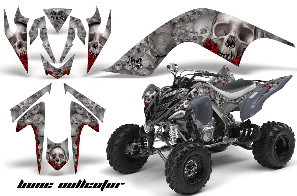 ATV Graphics Kit Quad Decal Sticker Wrap For Yamaha Raptor 700 2006-2012 BONES SILVER-atv motorcycle utv parts accessories gear helmets jackets gloves pantsAll Terrain Depot