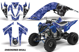 ATV Graphics Kit Quad Decal Sticker Wrap For Yamaha Raptor 700 2006-2012 CHECKERED BLACK BLUE-atv motorcycle utv parts accessories gear helmets jackets gloves pantsAll Terrain Depot