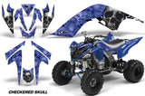 ATV Graphics Kit Quad Decal Sticker Wrap For Yamaha Raptor 700 2006-2012 CHECKERED BLACK BLUE