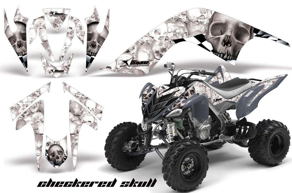 ATV Graphics Kit Quad Decal Sticker Wrap For Yamaha Raptor 700 2006-2012 CHECKERED SILVER WHITE-atv motorcycle utv parts accessories gear helmets jackets gloves pantsAll Terrain Depot