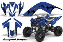 Load image into Gallery viewer, ATV Graphics Kit Quad Decal Sticker Wrap For Yamaha Raptor 700 2006-2012 DIAMOND FLAMES BLACK BLUE-atv motorcycle utv parts accessories gear helmets jackets gloves pantsAll Terrain Depot