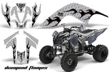 ATV Graphics Kit Quad Decal Sticker Wrap For Yamaha Raptor 700 2006-2012 DIAMOND FLAMES BLACK SILVER