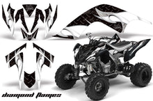 Load image into Gallery viewer, ATV Graphics Kit Quad Decal Sticker Wrap For Yamaha Raptor 700 2006-2012 DIAMOND FLAMES WHITE BLACK-atv motorcycle utv parts accessories gear helmets jackets gloves pantsAll Terrain Depot