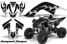 Load image into Gallery viewer, ATV Graphics Kit Quad Decal Sticker Wrap For Yamaha Raptor 700 2006-2012 DIAMOND FLAMES SILVER BLACK-atv motorcycle utv parts accessories gear helmets jackets gloves pantsAll Terrain Depot
