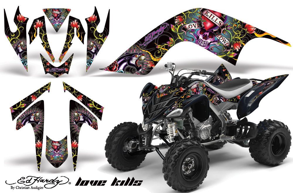 ATV Graphics Kit Quad Decal Sticker Wrap For Yamaha Raptor 700 2006-2012 EDHLK BLACK-atv motorcycle utv parts accessories gear helmets jackets gloves pantsAll Terrain Depot