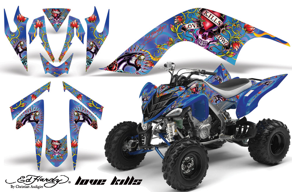 ATV Graphics Kit Quad Decal Sticker Wrap For Yamaha Raptor 700 2006-2012 EDHLK BLUE-atv motorcycle utv parts accessories gear helmets jackets gloves pantsAll Terrain Depot