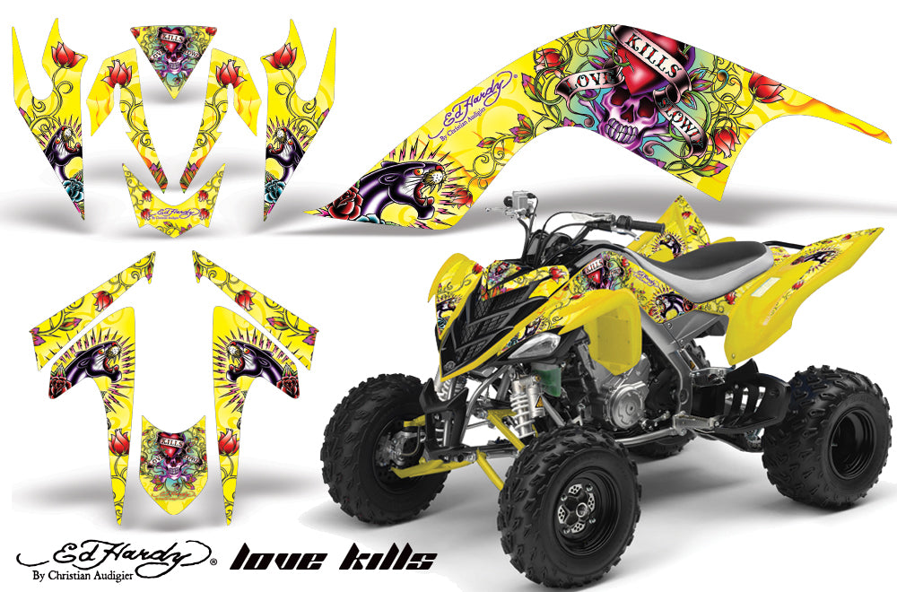 ATV Graphics Kit Quad Decal Sticker Wrap For Yamaha Raptor 700 2006-2012 EDHLK YELLOW-atv motorcycle utv parts accessories gear helmets jackets gloves pantsAll Terrain Depot