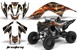 ATV Graphics Kit Quad Decal Sticker Wrap For Yamaha Raptor 700 2006-2012 FIRESTORM BLACK-atv motorcycle utv parts accessories gear helmets jackets gloves pantsAll Terrain Depot