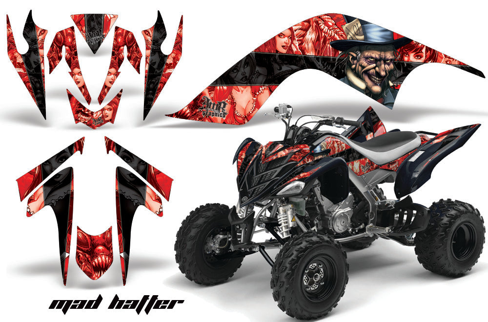 ATV Graphics Kit Quad Decal Sticker Wrap For Yamaha Raptor 700 2006-2012 HATTER BLACK RED-atv motorcycle utv parts accessories gear helmets jackets gloves pantsAll Terrain Depot