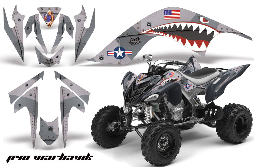 ATV Graphics Kit Quad Decal Sticker Wrap For Yamaha Raptor 700 2006-2012 WARHAWK SILVER-atv motorcycle utv parts accessories gear helmets jackets gloves pantsAll Terrain Depot