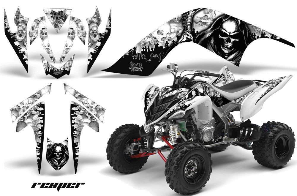 ATV Graphics Kit Quad Decal Sticker Wrap For Yamaha Raptor 700 2006-2012 REAPER WHITE-atv motorcycle utv parts accessories gear helmets jackets gloves pantsAll Terrain Depot