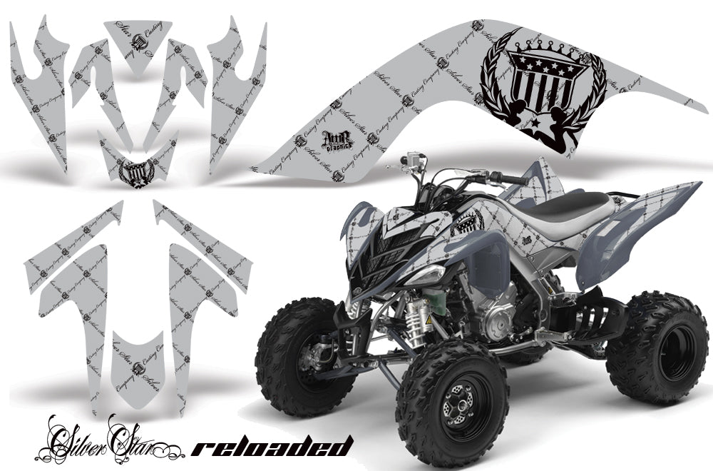 ATV Graphics Kit Quad Decal Sticker Wrap For Yamaha Raptor 700 2006-2012 RELOADED BLACK SILVER-atv motorcycle utv parts accessories gear helmets jackets gloves pantsAll Terrain Depot