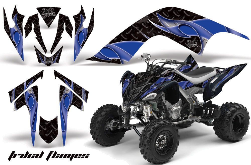 ATV Graphics Kit Quad Decal Sticker Wrap For Yamaha Raptor 700 2006-2012 TRIBALBLUE BLACK-atv motorcycle utv parts accessories gear helmets jackets gloves pantsAll Terrain Depot