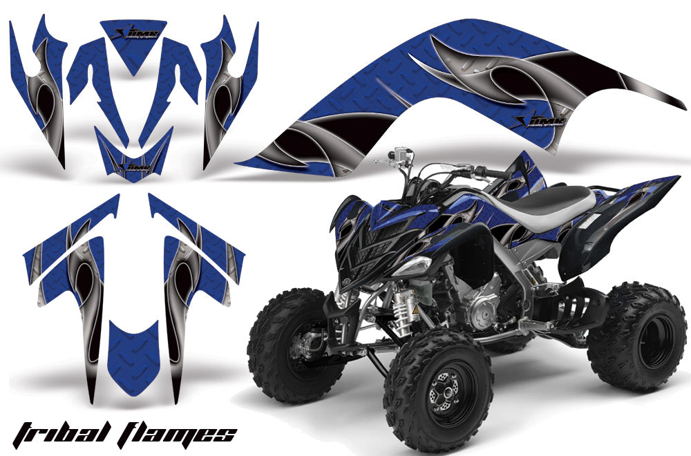 ATV Graphics Kit Quad Decal Sticker Wrap For Yamaha Raptor 700 2006-2012 TRIBAL BLACK BLUE-atv motorcycle utv parts accessories gear helmets jackets gloves pantsAll Terrain Depot