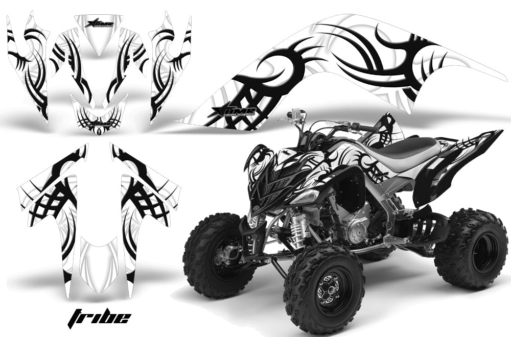 ATV Graphics Kit Quad Decal Sticker Wrap For Yamaha Raptor 700 2006-2012 TRIBE BLACK WHITE-atv motorcycle utv parts accessories gear helmets jackets gloves pantsAll Terrain Depot