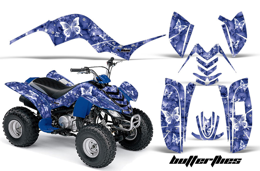ATV Graphics Kit Quad Decal Sticker Wrap For Yamaha Raptor 80 2002-2008 BUTTERFLIES WHITE BLUE-atv motorcycle utv parts accessories gear helmets jackets gloves pantsAll Terrain Depot