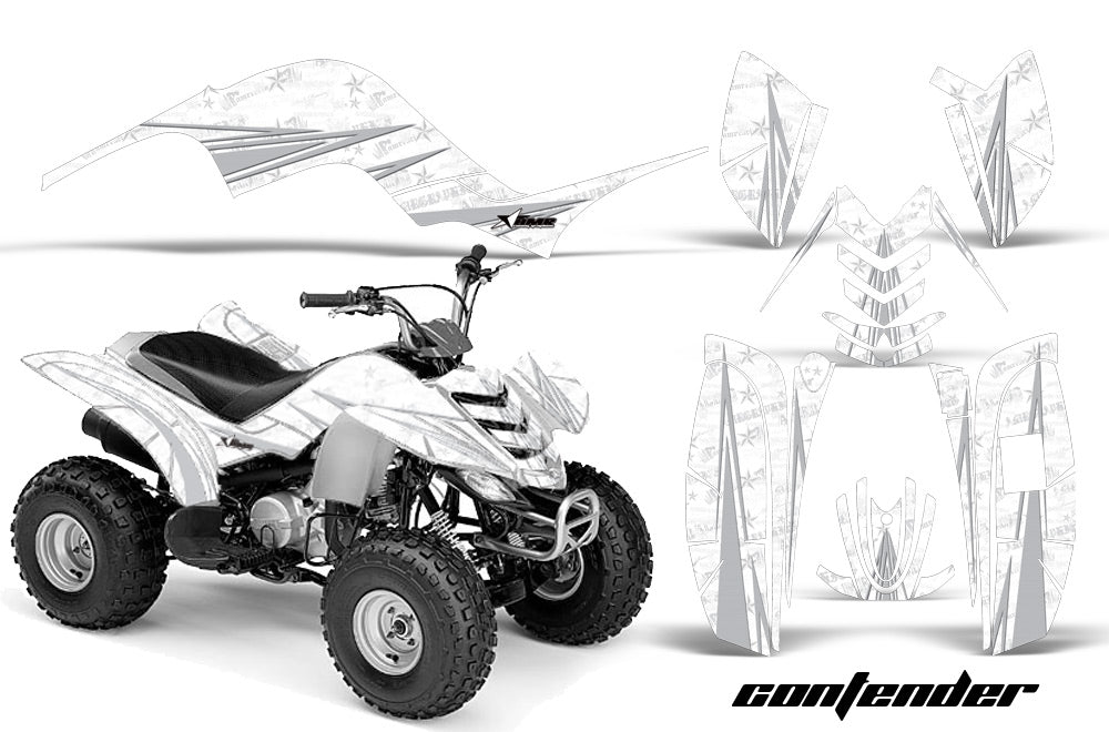 ATV Graphics Kit Quad Decal Sticker Wrap For Yamaha Raptor 80 2002-2008 CONTENDER SILVER WHITE-atv motorcycle utv parts accessories gear helmets jackets gloves pantsAll Terrain Depot