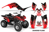 ATV Graphics Kit Quad Decal Sticker Wrap For Yamaha Raptor 80 2002-2008 DIAMOND FLAMES RED BLACK