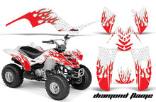 Load image into Gallery viewer, ATV Graphics Kit Quad Decal Sticker Wrap For Yamaha Raptor 80 2002-2008 DIAMOND FLAMES WHITE RED-atv motorcycle utv parts accessories gear helmets jackets gloves pantsAll Terrain Depot