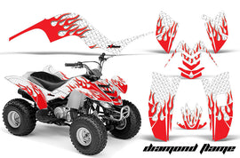 ATV Graphics Kit Quad Decal Sticker Wrap For Yamaha Raptor 80 2002-2008 DIAMOND FLAMES WHITE RED-atv motorcycle utv parts accessories gear helmets jackets gloves pantsAll Terrain Depot
