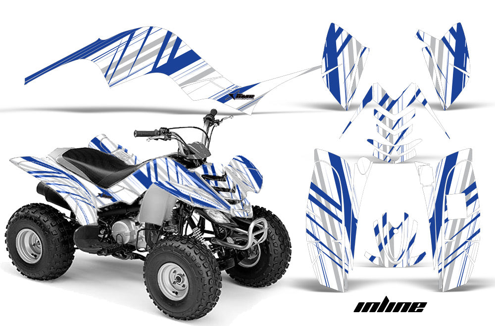 ATV Graphics Kit Quad Decal Sticker Wrap For Yamaha Raptor 80 2002-2008 INLINE WHITE BLUE-atv motorcycle utv parts accessories gear helmets jackets gloves pantsAll Terrain Depot