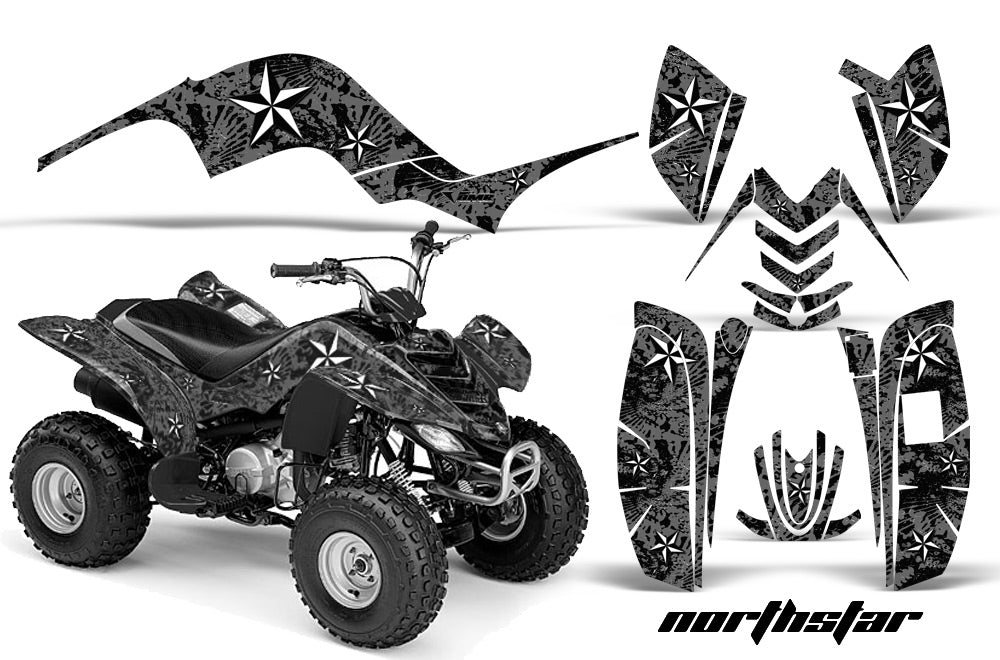 ATV Graphics Kit Quad Decal Sticker Wrap For Yamaha Raptor 80 2002-2008 NORTHSTAR BLACK-atv motorcycle utv parts accessories gear helmets jackets gloves pantsAll Terrain Depot