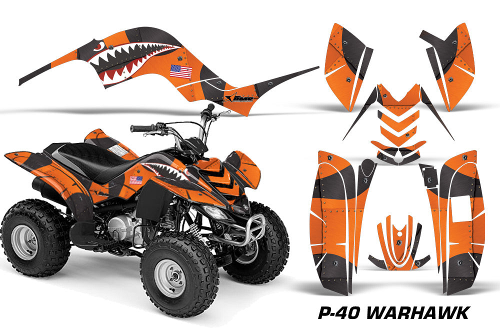 ATV Graphics Kit Quad Decal Sticker Wrap For Yamaha Raptor 80 2002-2008 WARHAWK ORANGE-atv motorcycle utv parts accessories gear helmets jackets gloves pantsAll Terrain Depot