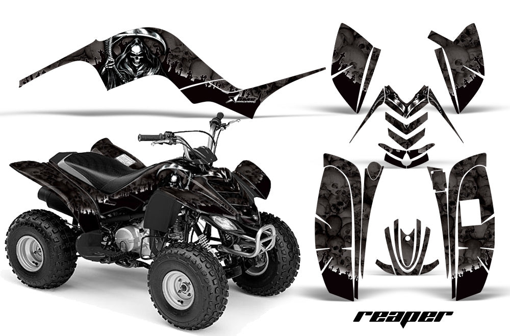 ATV Graphics Kit Quad Decal Sticker Wrap For Yamaha Raptor 80 2002-2008 REAPER BLACK-atv motorcycle utv parts accessories gear helmets jackets gloves pantsAll Terrain Depot