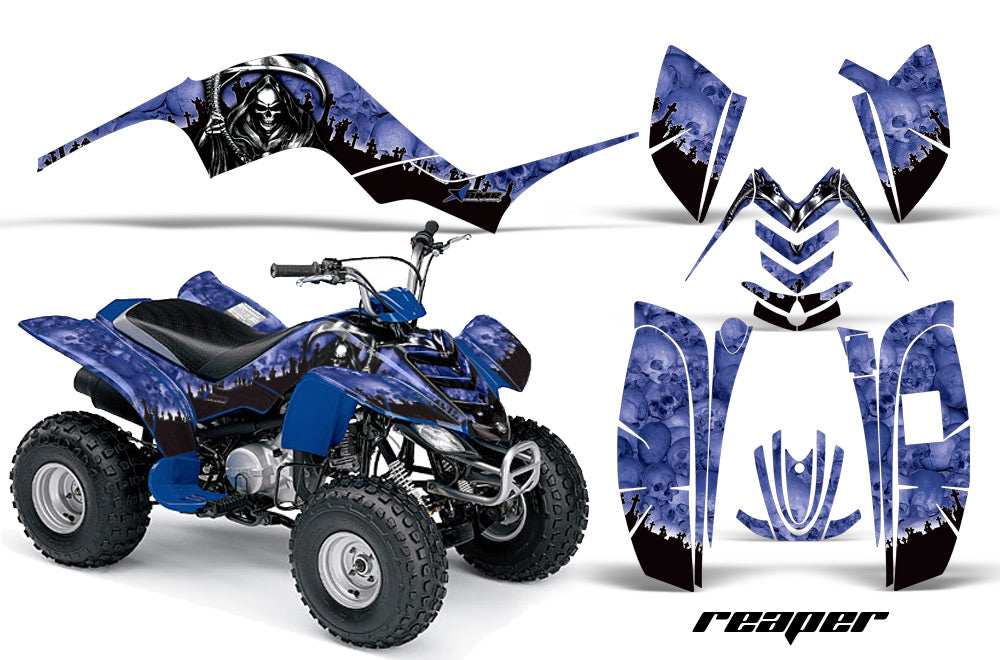 ATV Graphics Kit Quad Decal Sticker Wrap For Yamaha Raptor 80 2002-2008 REAPER BLUE-atv motorcycle utv parts accessories gear helmets jackets gloves pantsAll Terrain Depot