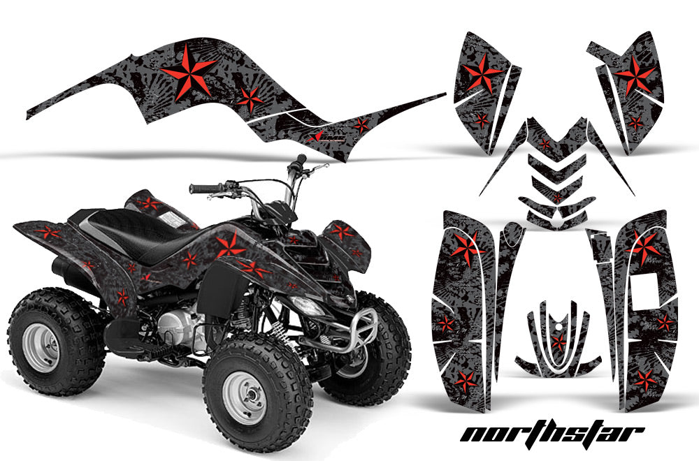 ATV Graphics Kit Quad Decal Sticker Wrap For Yamaha Raptor 80 2002-2008 NORTHSTAR RED BLACK-atv motorcycle utv parts accessories gear helmets jackets gloves pantsAll Terrain Depot