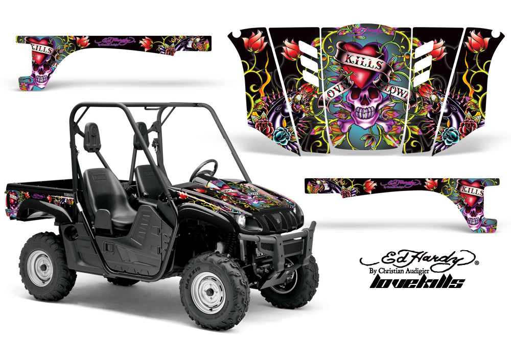 UTV Graphics Kit Decal Wrap For Yamaha Rhino 450/660/700 2004-2013 EDHLK BLACK-atv motorcycle utv parts accessories gear helmets jackets gloves pantsAll Terrain Depot