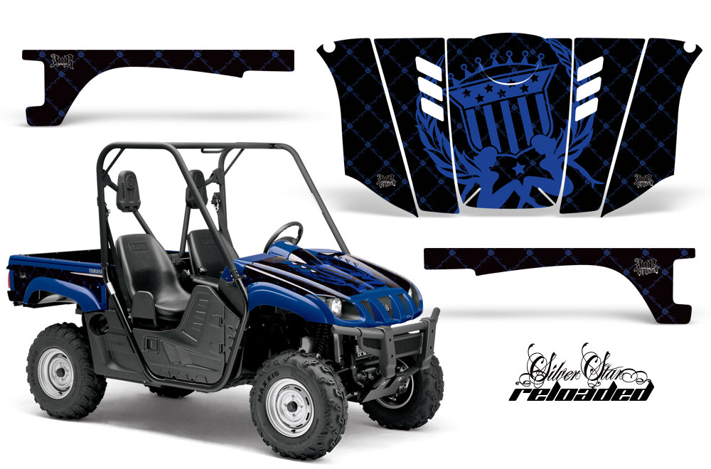UTV Graphics Kit Decal Wrap For Yamaha Rhino 450/660/700 2004-2013 RELOADED BLUE BLACK-atv motorcycle utv parts accessories gear helmets jackets gloves pantsAll Terrain Depot