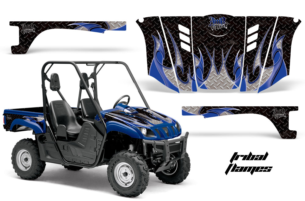 UTV Graphics Kit Decal Wrap For Yamaha Rhino 450/660/700 2004-2013 TRIBAL BLUE BLACK-atv motorcycle utv parts accessories gear helmets jackets gloves pantsAll Terrain Depot