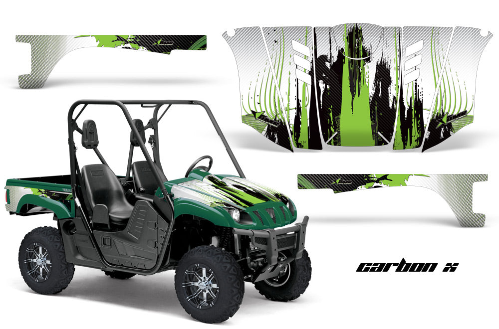 UTV Graphics Kit Decal Wrap For Yamaha Rhino 450/660/700 2004-2013 CARBONX GREEN-atv motorcycle utv parts accessories gear helmets jackets gloves pantsAll Terrain Depot