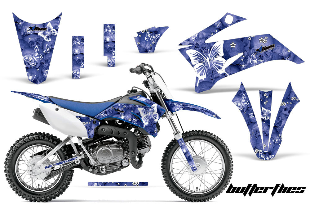 Dirt Bike Graphics Kit Decal Sticker Wrap For Yamaha TTR110 2008-2018 BUTTERFLIES WHITE BLUE-atv motorcycle utv parts accessories gear helmets jackets gloves pantsAll Terrain Depot
