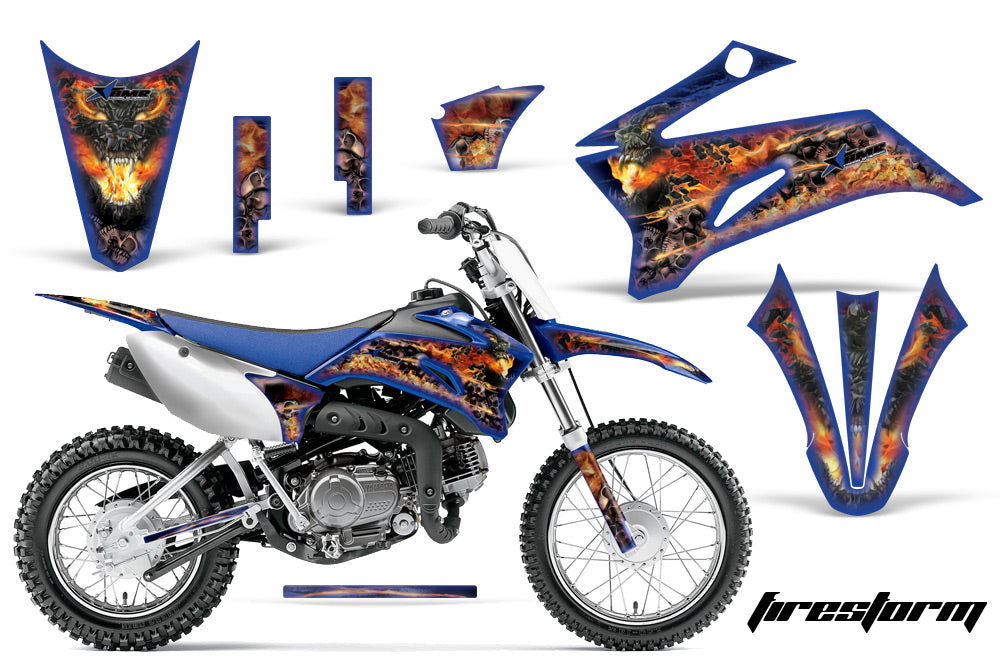 Dirt Bike Graphics Kit Decal Sticker Wrap For Yamaha TTR110 2008-2018 FIRESTORM BLUE-atv motorcycle utv parts accessories gear helmets jackets gloves pantsAll Terrain Depot