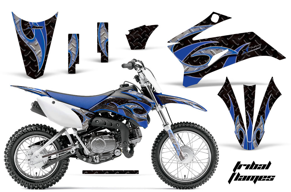 Dirt Bike Graphics Kit Decal Sticker Wrap For Yamaha TTR110 2008-2018 TRIBAL BLUE BLACK-atv motorcycle utv parts accessories gear helmets jackets gloves pantsAll Terrain Depot