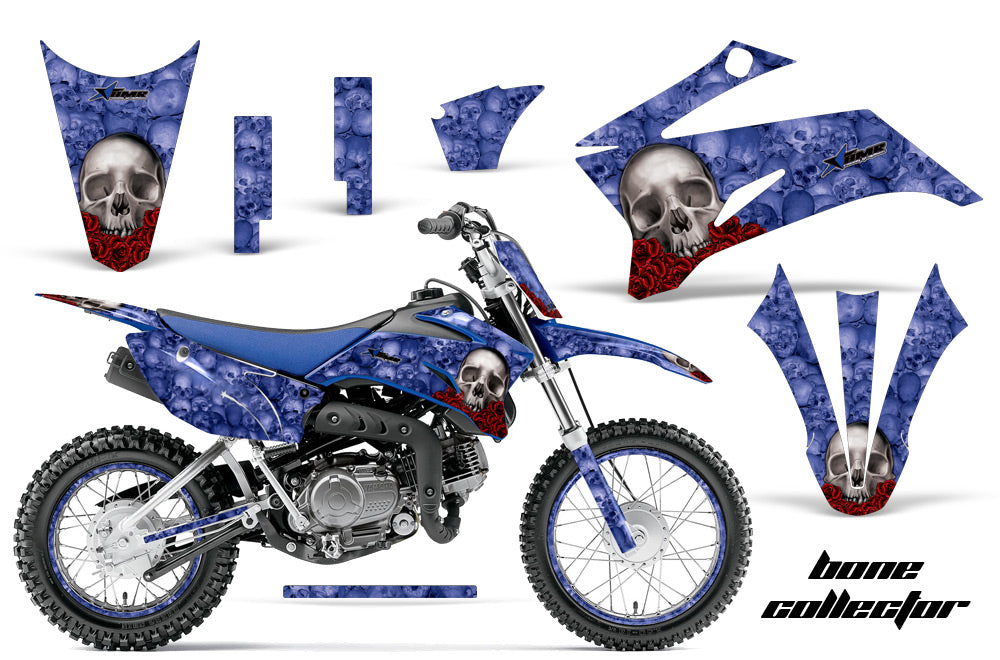 Graphics Kit Decal Sticker Wrap + # Plates For Yamaha TTR110 2008-2018 BONES BLUE-atv motorcycle utv parts accessories gear helmets jackets gloves pantsAll Terrain Depot
