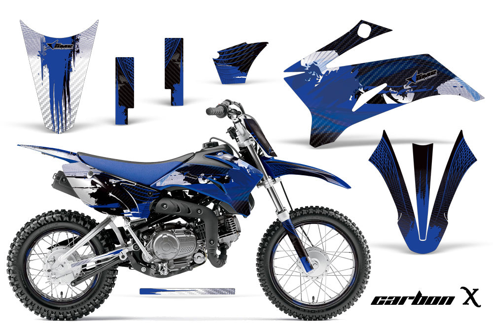 Graphics Kit Decal Sticker Wrap + # Plates For Yamaha TTR110 2008-2018 CARBONX BLUE-atv motorcycle utv parts accessories gear helmets jackets gloves pantsAll Terrain Depot