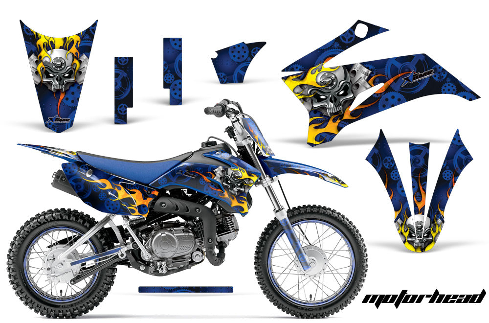 Graphics Kit Decal Sticker Wrap + # Plates For Yamaha TTR110 2008-2018 MOTORHEAD BLUE-atv motorcycle utv parts accessories gear helmets jackets gloves pantsAll Terrain Depot