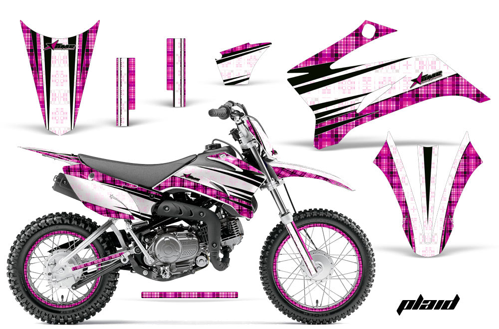Graphics Kit Decal Sticker Wrap + # Plates For Yamaha TTR110 2008-2018 PLAID PINK-atv motorcycle utv parts accessories gear helmets jackets gloves pantsAll Terrain Depot