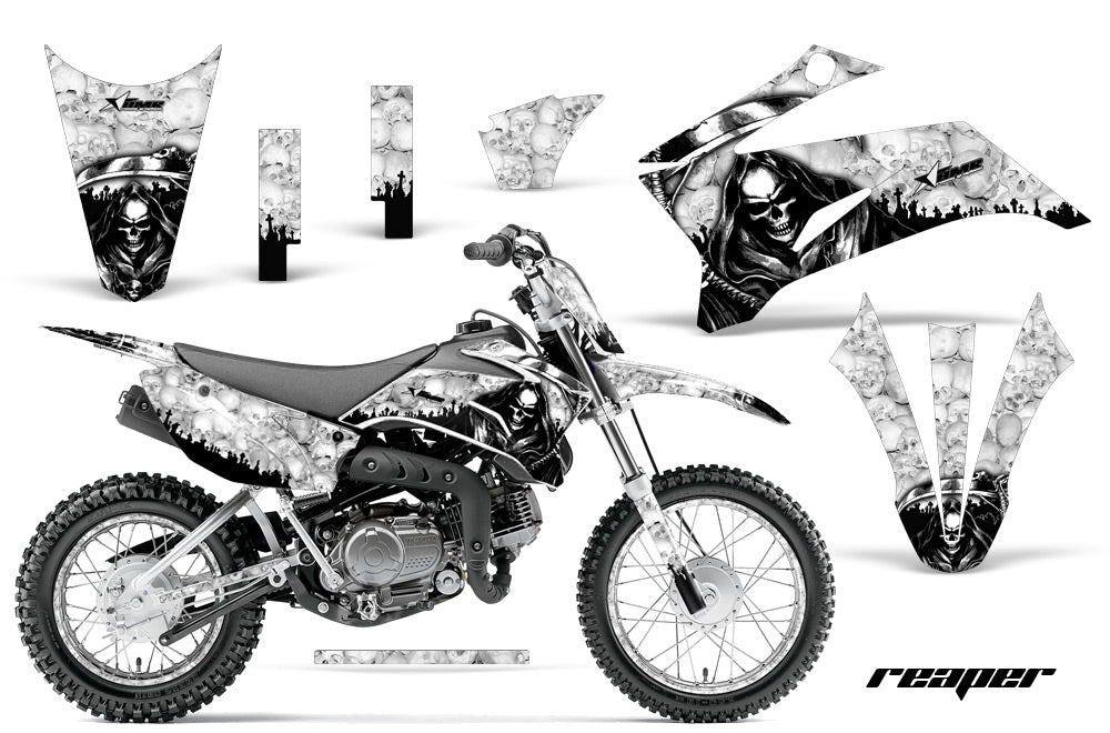 Graphics Kit Decal Sticker Wrap + # Plates For Yamaha TTR110 2008-2018 REAPER WHITE-atv motorcycle utv parts accessories gear helmets jackets gloves pantsAll Terrain Depot