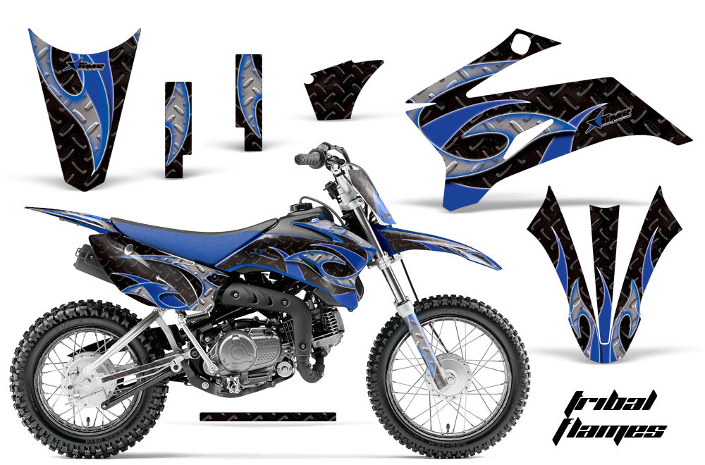 Graphics Kit Decal Sticker Wrap + # Plates For Yamaha TTR110 2008-2018 TRIBAL BLUE BLACK-atv motorcycle utv parts accessories gear helmets jackets gloves pantsAll Terrain Depot