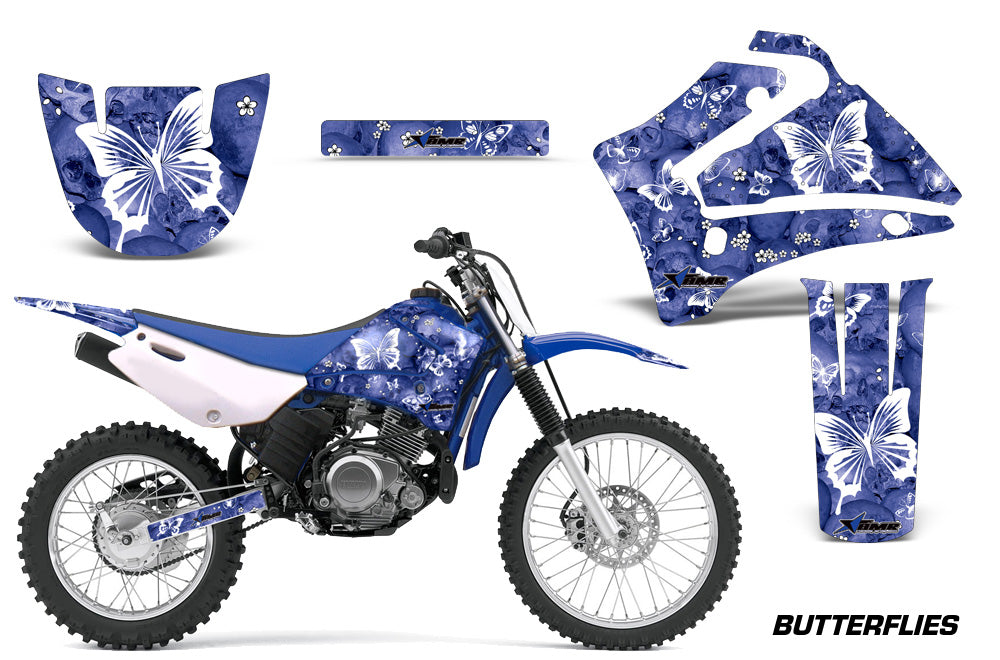 Dirt Bike Graphics Kit MX Decal Wrap For Yamaha TTR125LE 2000-2007 BUTTERFLIES WHITE BLUE-atv motorcycle utv parts accessories gear helmets jackets gloves pantsAll Terrain Depot