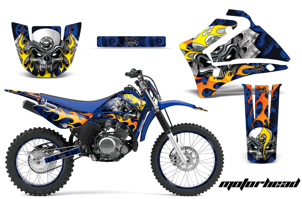 Graphics Kit MX Decal Wrap + # PlatesFor Yamaha TTR125LE 2000-2007 MOTORHEAD BLUE-atv motorcycle utv parts accessories gear helmets jackets gloves pantsAll Terrain Depot